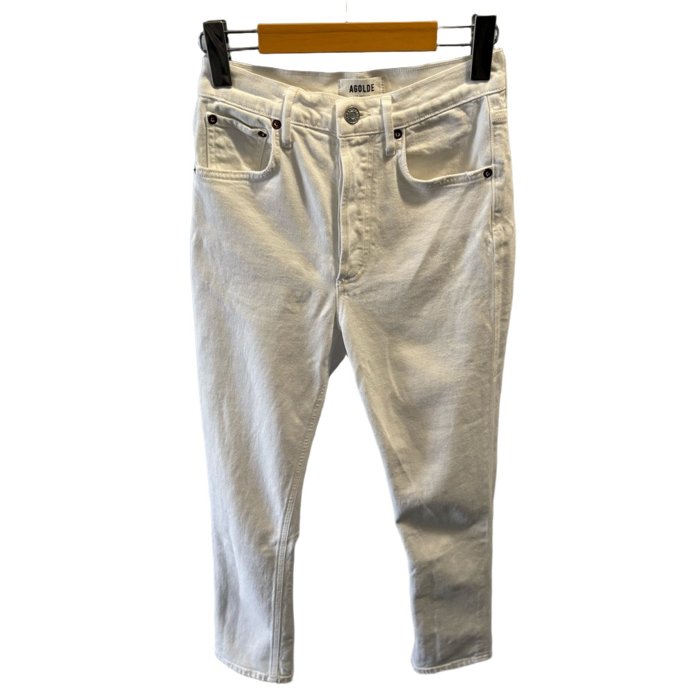 AGOLDE RILEY High Rise Straight White Crop Jean 24  Button Fly Contemporary - Picture 3 of 14
